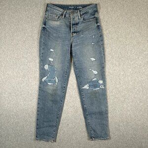 Old Navy Women's Blue Cropped Distressed Jeans